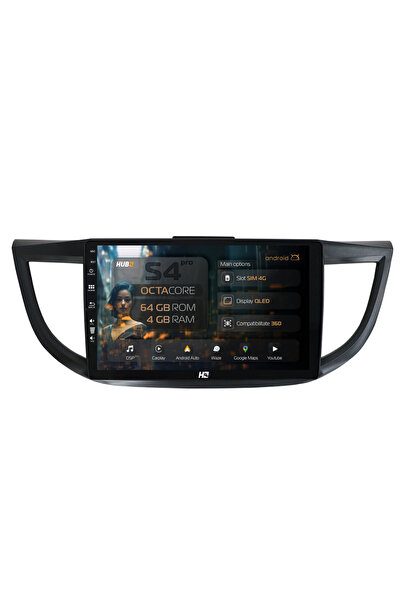 HUB64 Navigație Android Honda CRV (2011-2016), 10.1 inch, 4GB RAM, CarPlay și...
