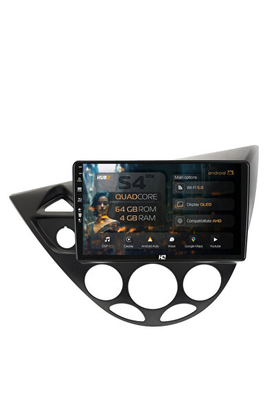 HUB64 Navigație Android Ford Focus 1 (1998-2004), 9 inch, 4GB RAM, CarPlay și...