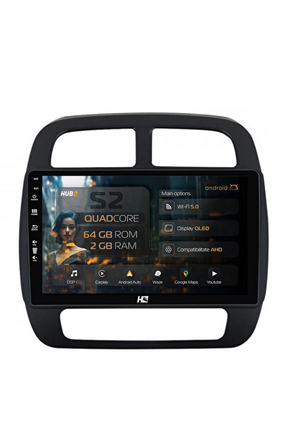 HUB64 Navigație Android Dacia Spring (2021- Prezent), 9 inch, 2GB RAM, CarPla...