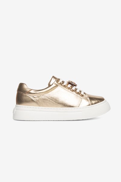 Cefi Shoes Valencia Women's Sneaker Gold Genuine Leather Comfort Soft Sole