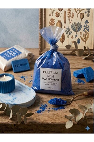 Pelirum Toz Mavi Pigment 100 gr - Dekoratif Taş Tozu Renklendirici Renk Tozu-...
