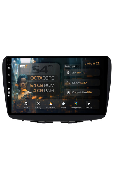 HUB64 Navigație Android Suzuki Baleno, 9 inch, 4GB RAM, CarPlay și Android Au...