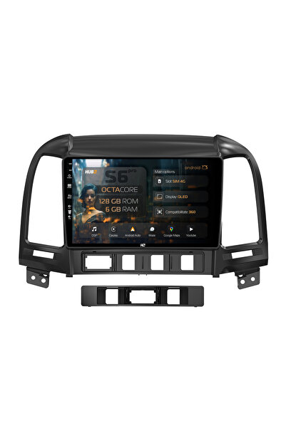 HUB64 Navigatie Android Hyundai Santa Fe (2006-2012), 9 inch, 6GB RAM, CarPla...