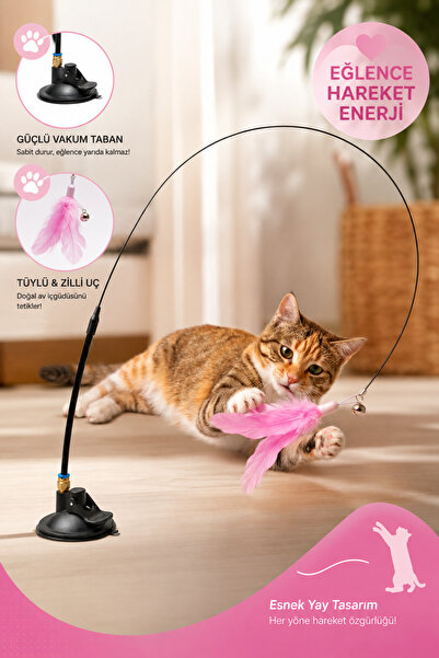 House Bird Ultra Flexible Spring Cat Fishing Rod – with Strong Suction Cup & ...