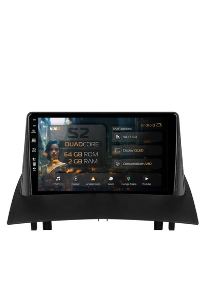 HUB64 Navigație Android Renault Megane 2 (2002-2009), 9 inch, 2GB RAM, CarPla...