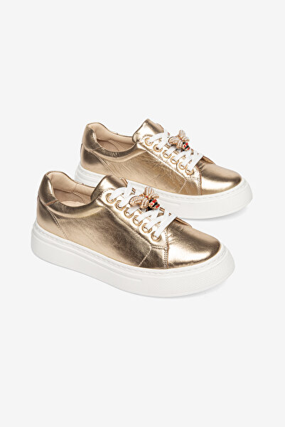 Cefi Shoes Valencia Kadın Sneaker Altın Hakiki Deri Comfort Yumuşak Taban