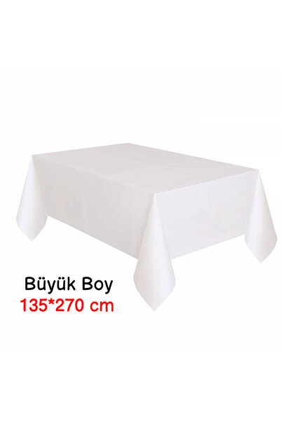 parti pera Plastik Kullan At Büyük Boy Beyaz Masa Örtüsü 135*270cm