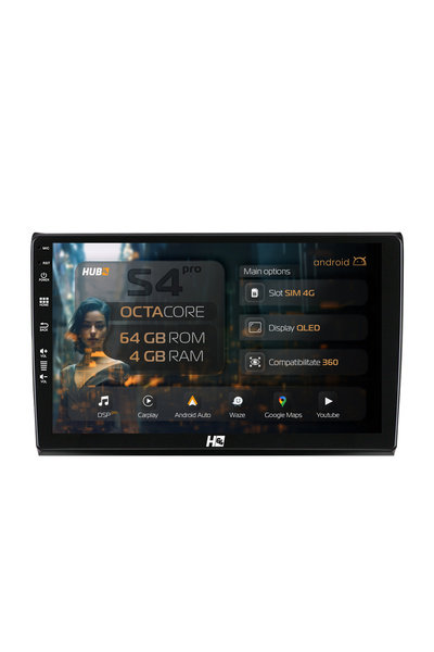 HUB64 Navigație Android Fiat Bravo (2006-2014), 9 inch, 4GB RAM, CarPlay și A...