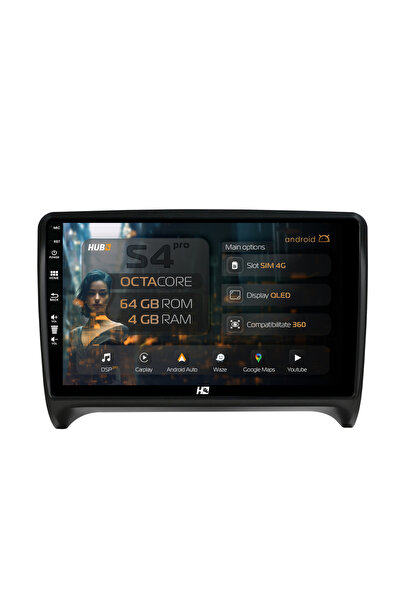 HUB64 Navigație Android Audi TT, 9 inch, 4GB RAM, CarPlay și Android Auto, DS...