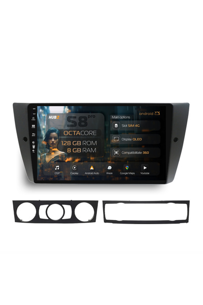 HUB64 Navigatie Android BMW Seria 3 E90, E91, E92, 9 inch, 8GB RAM, CarPlay s...