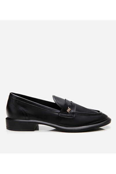 Hotiç Kadın Deri Siyah Esnek Tabanlı Klasik Loafer