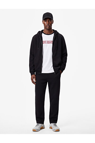 Koton Oversized Hooded Zippered Sports Sweatshirt with Pockets