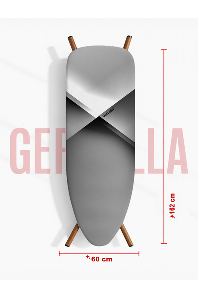 GERCELLA Xxl(57X162 CM) Prestige Ütü Masası Kılıfı Bezi Örtüsü Grey