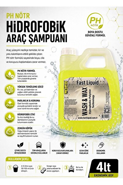 Fast Liquid Oto Şampuan Cilalı Yüksek Konsantre 4lt Wash & Wax