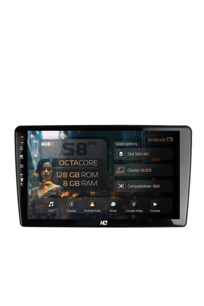 HUB64 Navigație Android Peugeot 307, 9 inch, 8GB RAM, CarPlay și Android Auto...
