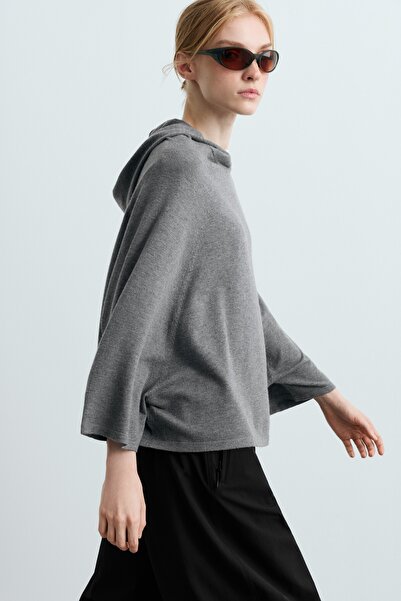 Oysho Hooded knit cape jumper
