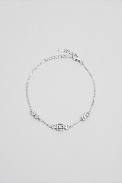 So CHIC... Baget Çiçeği 18 Ayar Beyaz Altn Kaplama 19 Cm Gümüş Minimal Bileklik