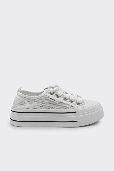 derinet Bağcıklı Taş Aksesuarlı Kadın Sneaker