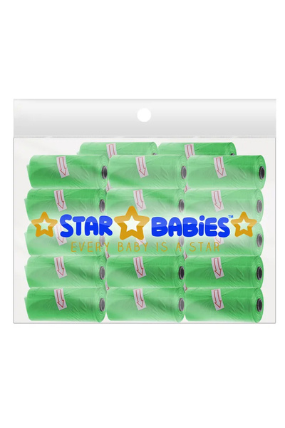 STAR BABiES حقيبة حفاضات معطرة - عبوة تحتوي على 25/375 كيس - أخضر