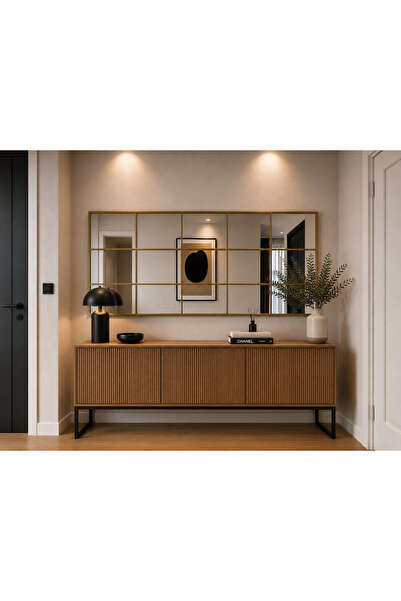 EFFE YAPI DEKOR Gold Metal Çerçeveli 5/3 Model 180x80 Cm Dekoratif Ayna
