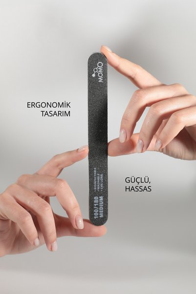 MOMO professional Prosthetic Nail Paper File, 100/180 Flat Oval Black Nail File
