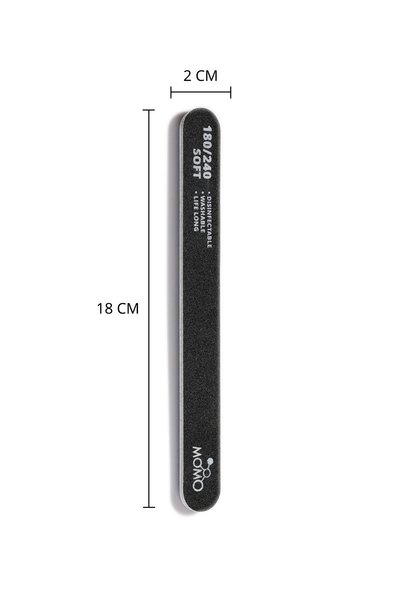 MOMO professional Prosthetic Nail Paper File, 180/240 Flat Oval Black Nail File