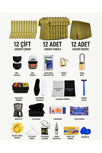 Comutan 12'li Temel Uygun Bedelli Askerlik Paketi - Bedelli Askerlik Seti (58...
