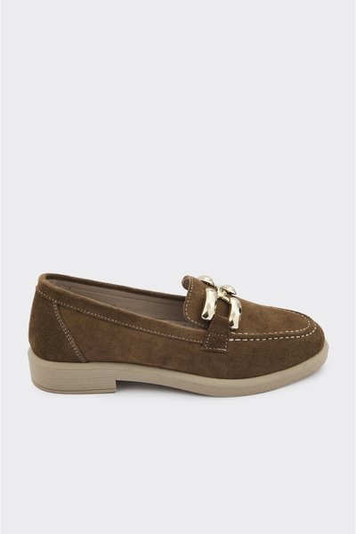 derinet Hakiki Deri Tokalı Kadın Loafer