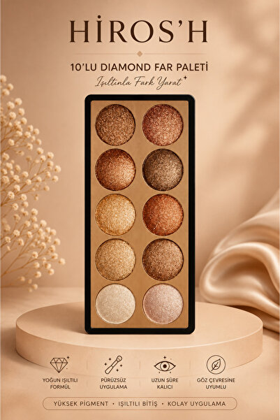 HİROS'H Diamond Far Series 10-Piece Eyeshadow Palette Shiny Finish 02