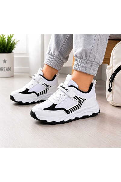 GAK RUN Unisex Çocuk Cırtlı  lastikli Rahat Günlük Sneaker anorak  Spor Ayakkabı hafif poli taban