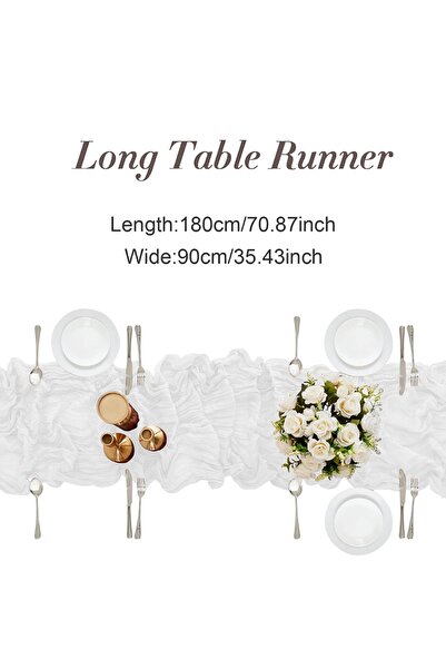 Choice White 90*180cm Cheesecloth Bohemian Polyester Table Runners, Pleated A...