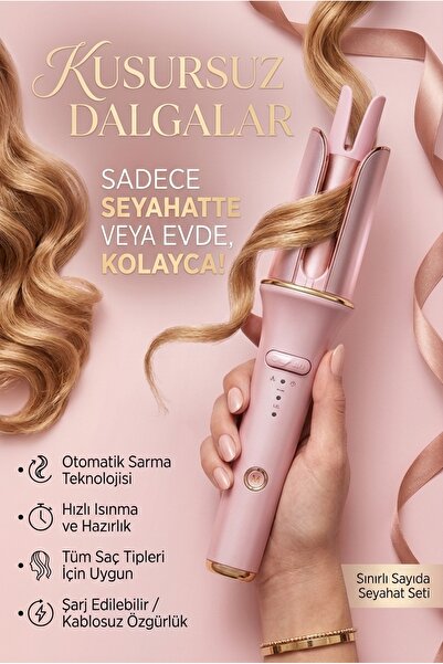 Pluzz Otomatik Saç Maşası Kalın Su Dalgası 32mm - 30 Saniyede Isınma (Pembe)