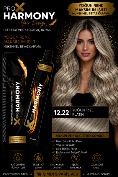 X Pro Harmony Platin İrize Saç Boyası 12.22 Ultra Açık Sarı Yoğun Viole Süper...