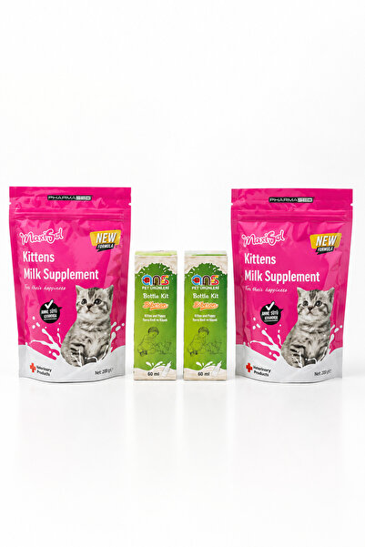 PharmaSed Maxisol Yavru Kedi Süt Tozu 200gr 2 Adet+ Biberon 60 ml 2 Adet
