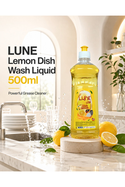 lune Lemon Dish Wash Liquid 500ml | Powerful Grease Cleaner