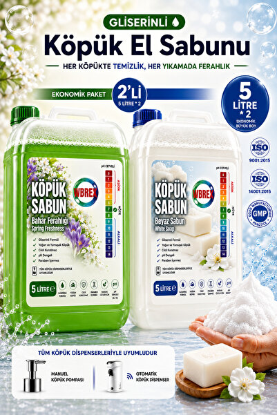 WBREX Spring Freshness - White Soap Foam Soap - Double Economical Pack 2X5 Lt...