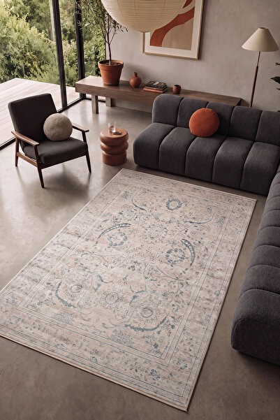 Cool Halı Pierra Vizon Mavi %100 Naturel Tencel İplik Yumuşak Modern Vintage ...