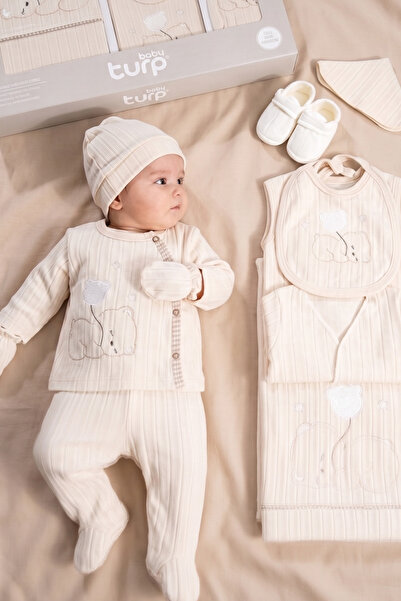TURP BABY طقم خروج من المستشفى مكون من 10 قطع من القماش المضلع المطرز على شكل...
