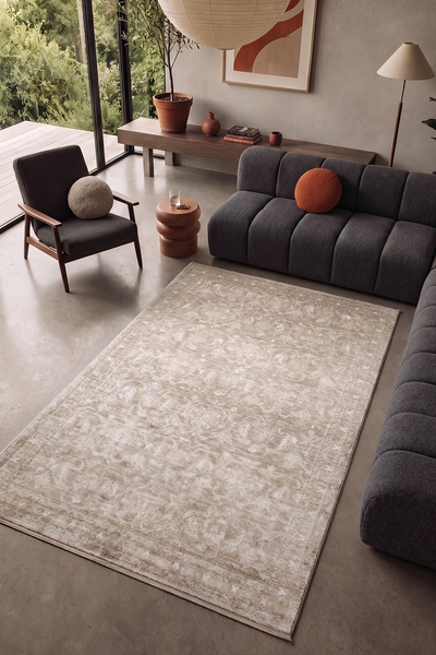 Cool Halı Pierra Vizon %100 Doğal Tencel İplik Yumuşak Parlak Tuşeli Eskitme ...