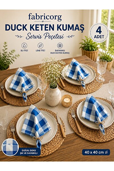 fabricorg Plaid Panama Duck Cloth Decorative Serving/Presentation Napkin (40X...