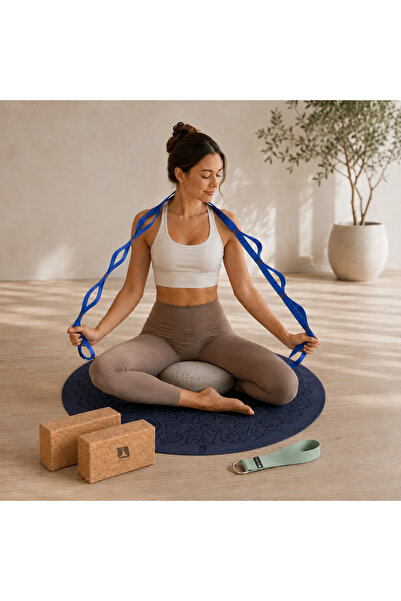 Rebuwo Meditasyon ve Yoga Destek Seti Mor - Mat 85cm + Kadife Minder + Yoga K...