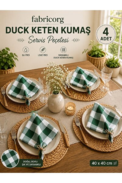 fabricorg Plaid Panama Duck Cloth Decorative Serving/Presentation Napkin (40X...