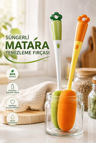House Bird Süngerli Matara Temizleme Fırçası Çift Taraflı 30 Cm – Şişe, Barda...