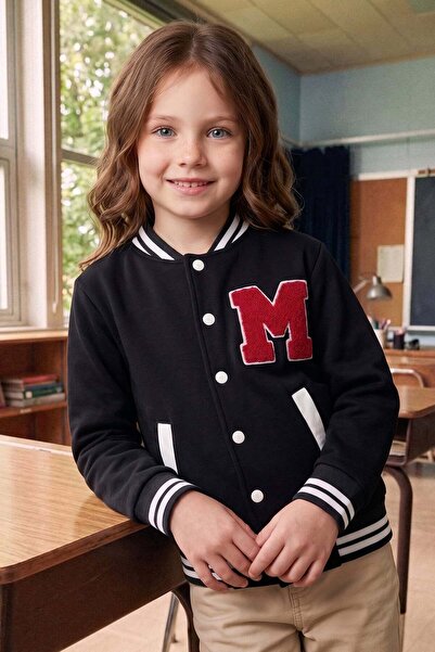 Fulla Moda Embroidered Stand Collar College Unisex Kids Jacket