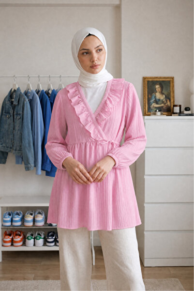 bellura Fırfırlı Önü Bağcıklı Lastikli Kimono