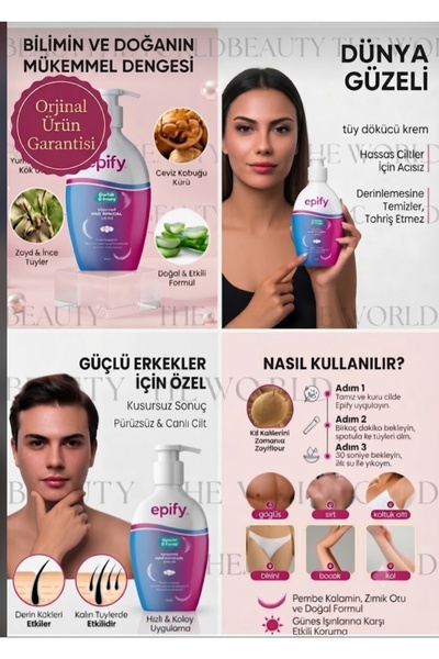 BEAUTY THE WORLD Organik İçerikli Tüy Dökücü Krem - Hassas Bölgeler İçin Doğa...
