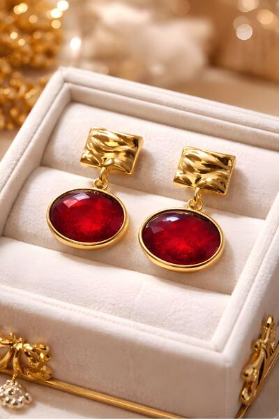 mosmoda Gold Bordo Küpe