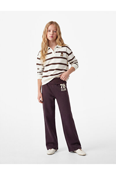 Koton Wide Leg Printed Sweatpants with Ribbon Detail