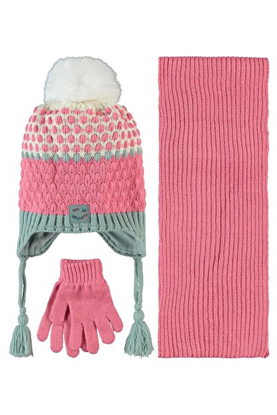 Kitti Dívčí šátek Beanie Rukavice 4-8 let tmavě růžové