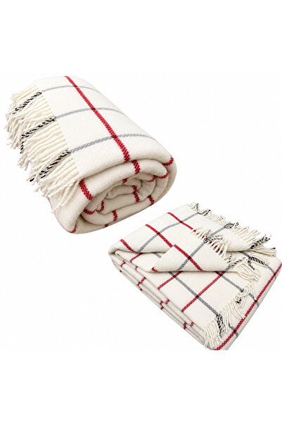 Özyün 100% Merino Lamb Wool Double Blanket; Natural Dyeing, Hand-Woven Women'...